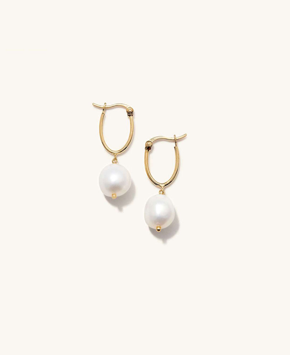 Organic Pearl Hoops