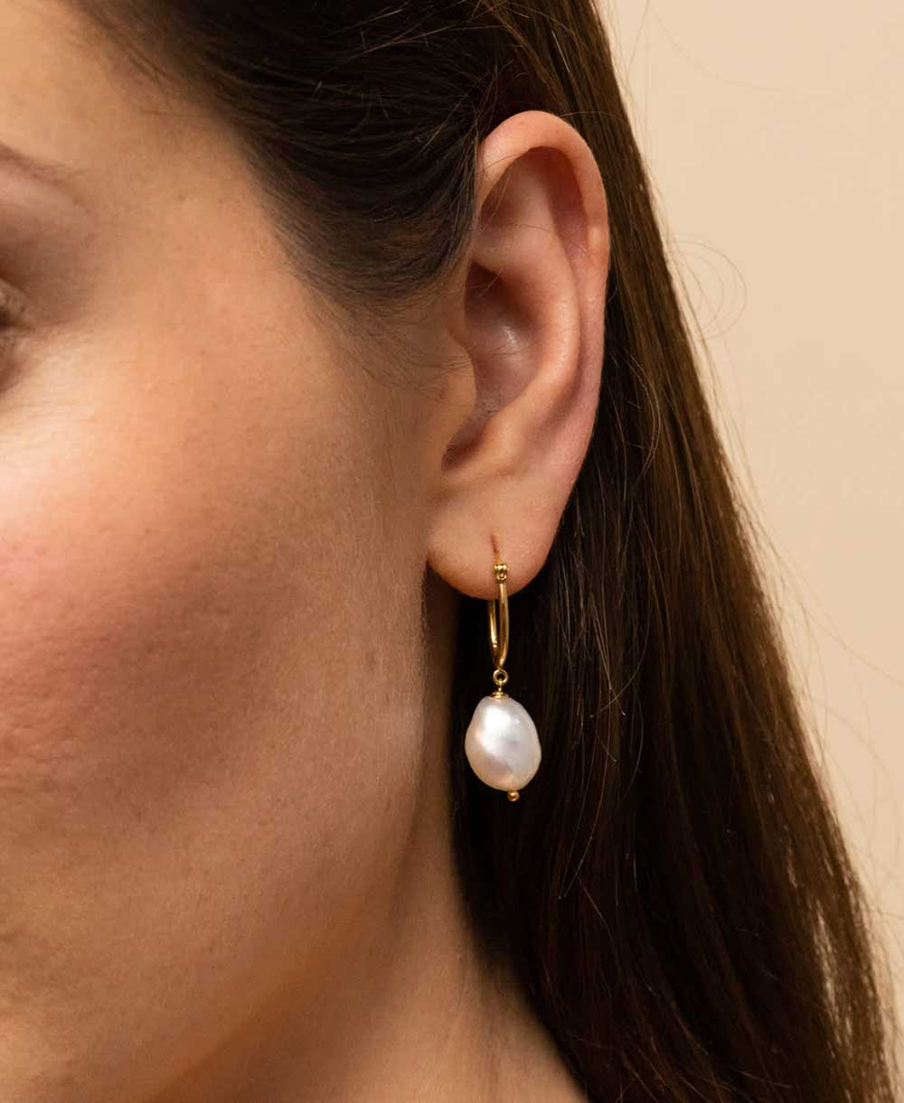 Organic Pearl Hoops - Image 2
